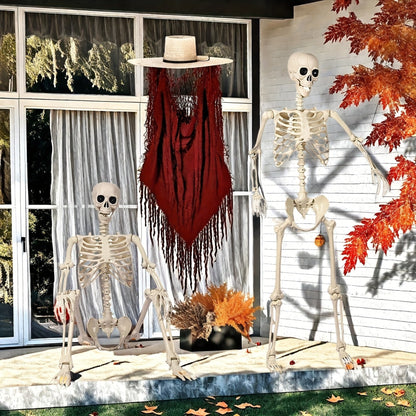 Halloween Decor Posable Full-Body Skeleton Figure White Plastic Prop For Outdoor Use - Image 5