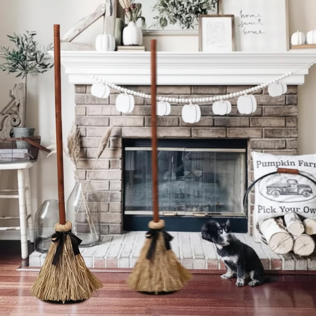 Halloween Decor Witch Broom Animated Prop Dancing Brown - Image 2