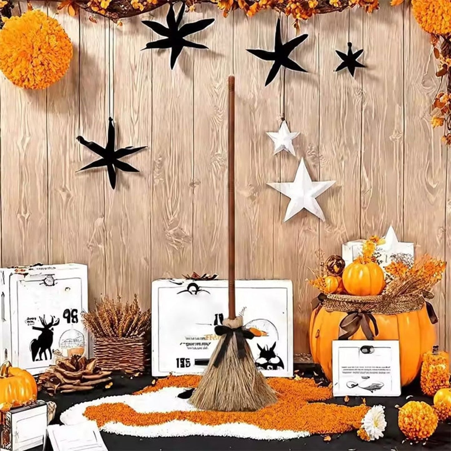 Halloween Decor Witch Broom Animated Prop Dancing Brown - Image 3