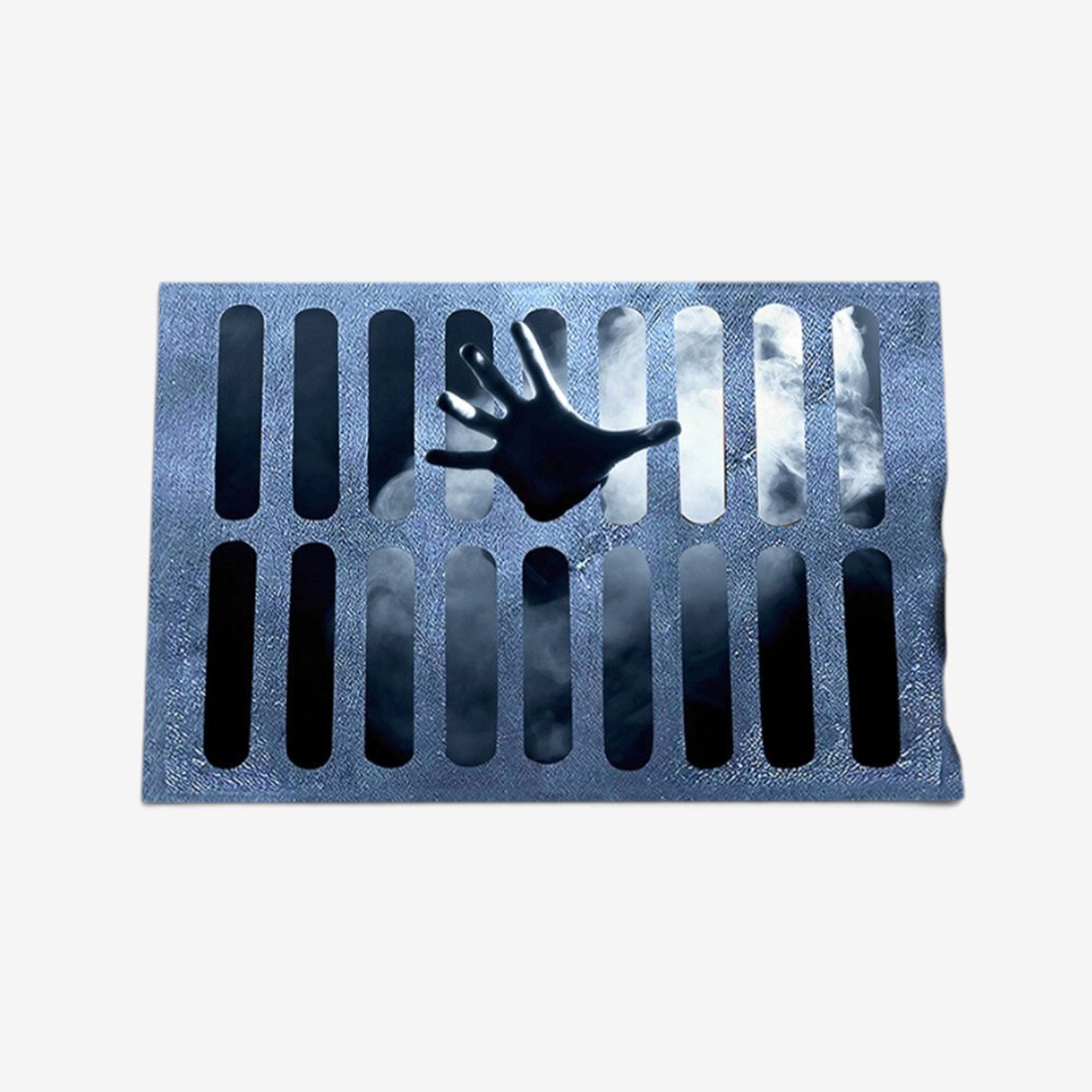 Halloween Doormat Welcome Mat Grate Design Face Blue Black Orange Accents Themed - Image 2