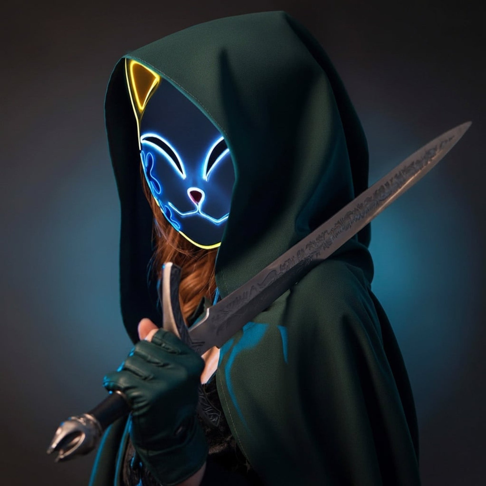Halloween Fox Mask With Japanese Demon Design For Cosplay Party Costume - Image 13