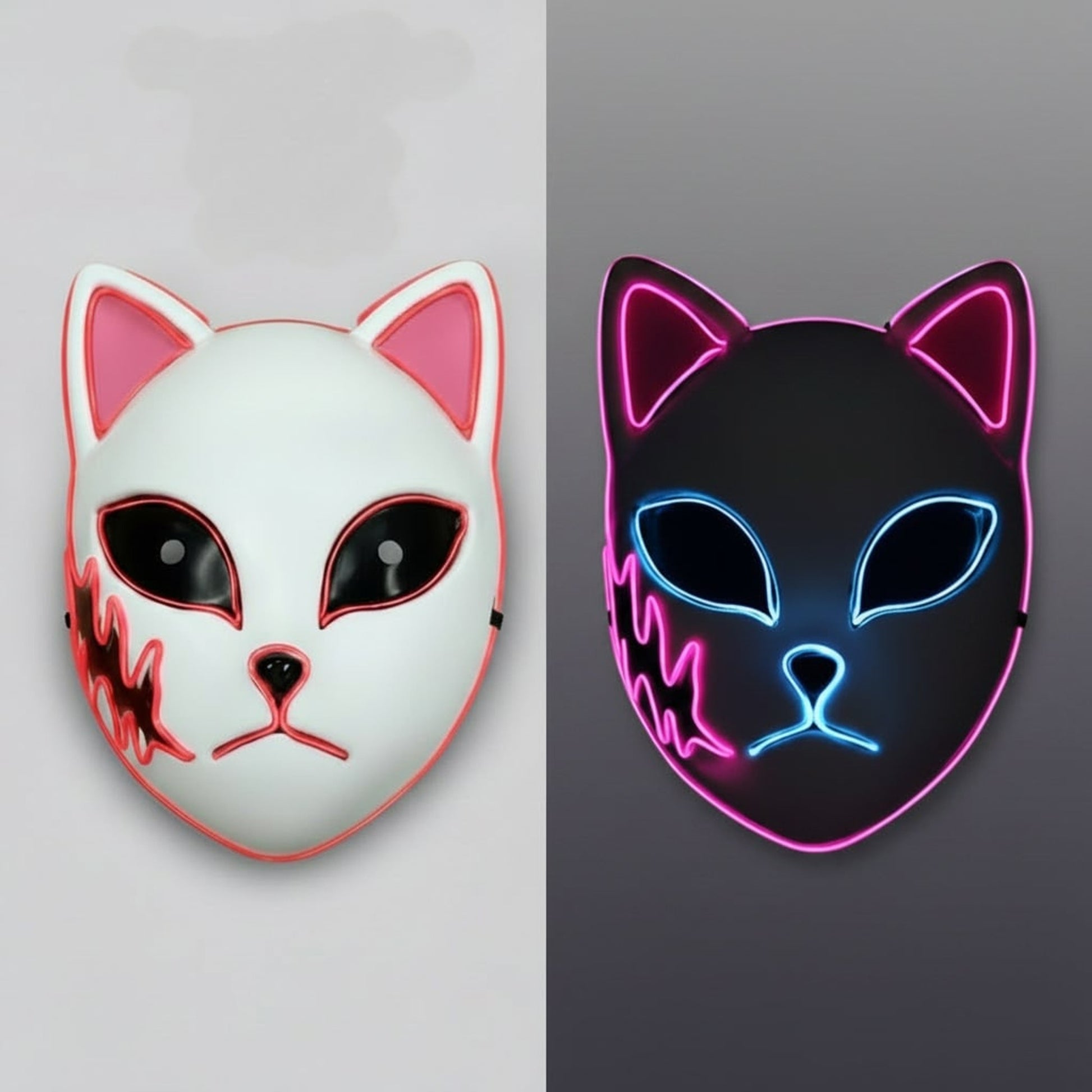 Halloween Fox Mask With Japanese Demon Design For Cosplay Party Costume - Image 2