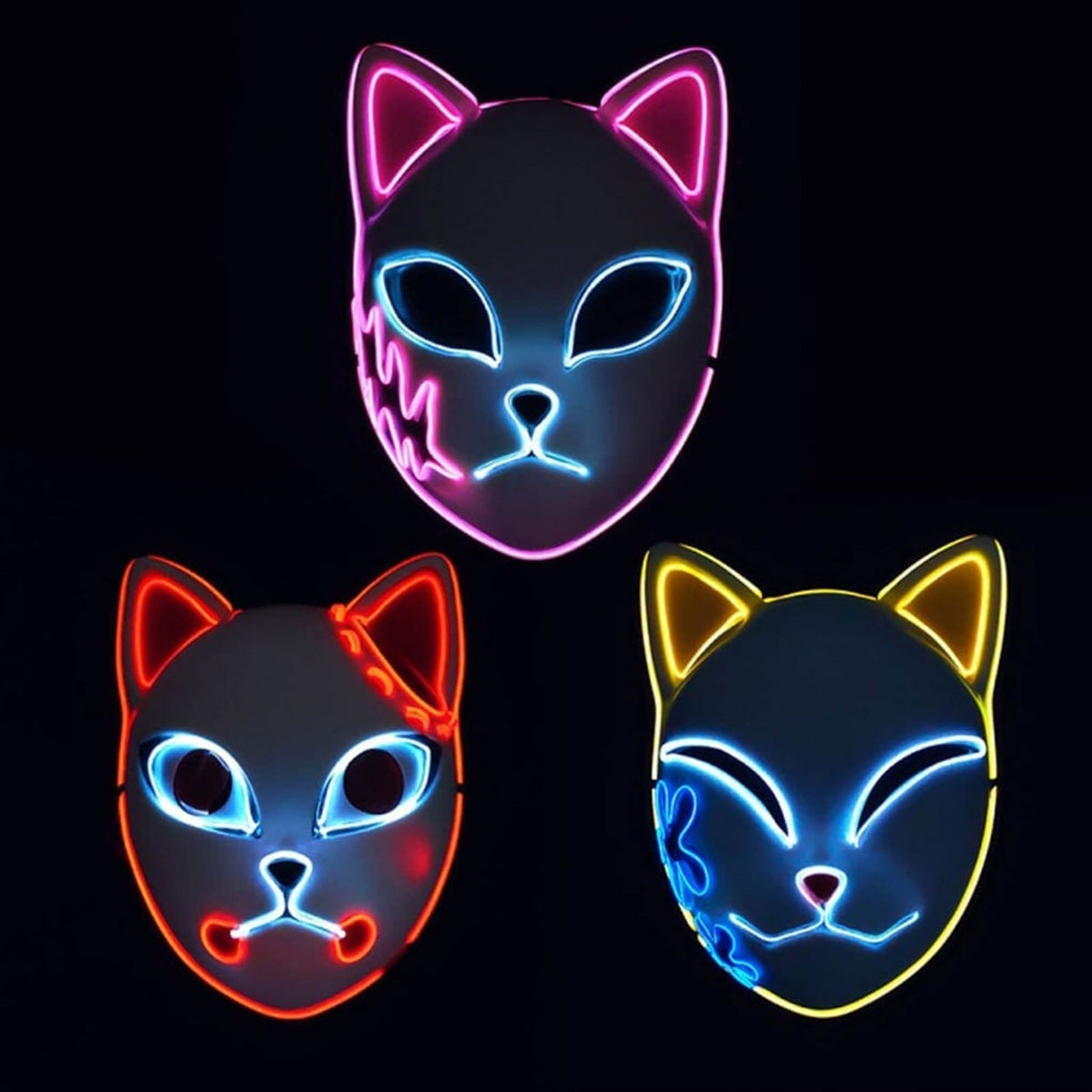 Halloween Fox Mask With Japanese Demon Design For Cosplay Party Costume - Image 4