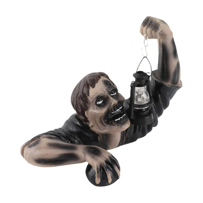 Halloween Garden Decoration Zombie Statue With LED Lantern And Integrated Warm Light For Outdoor Use - Image 4