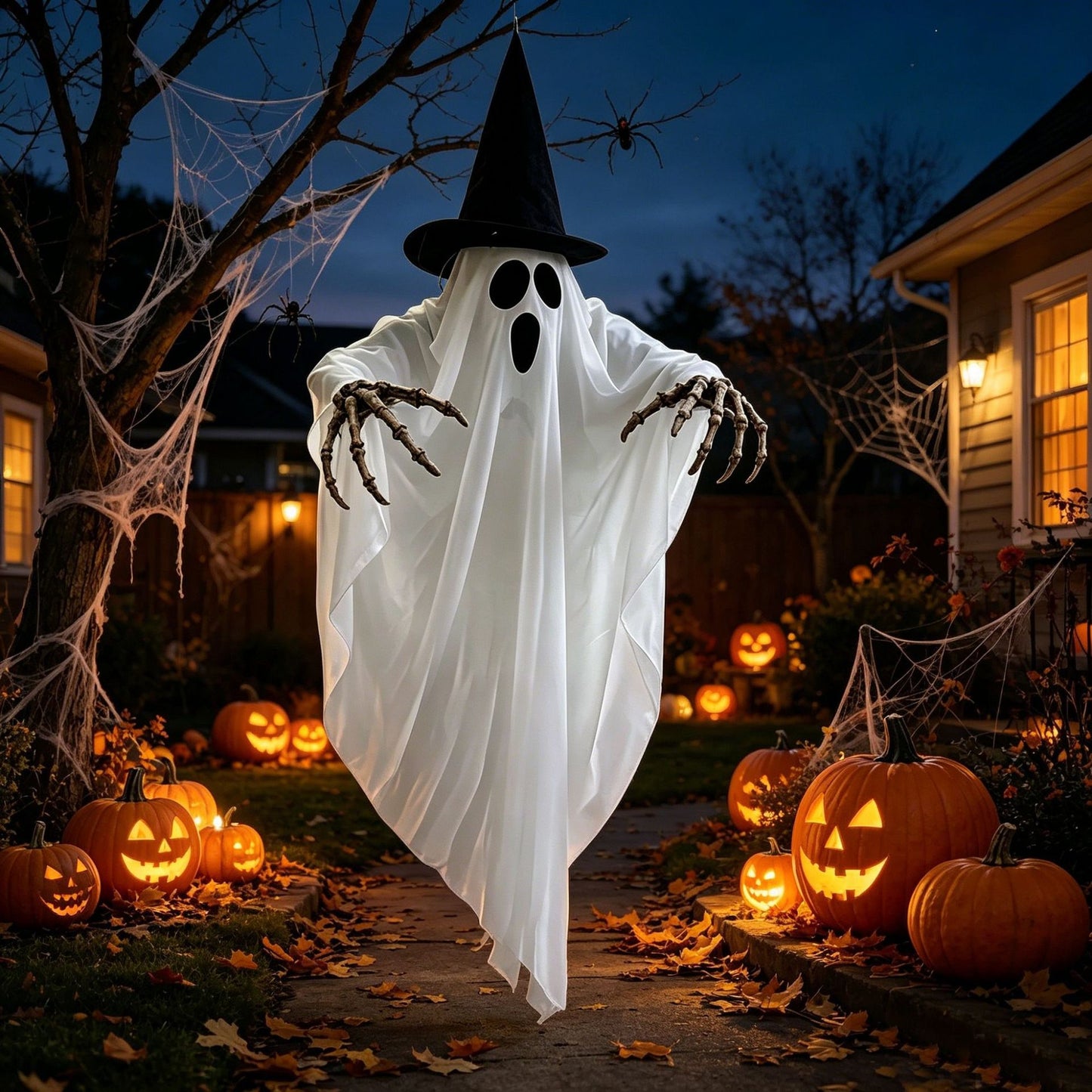 Halloween Ghost Decoration Outdoor Hanging With Witch And Skeletal Hands - Image 2