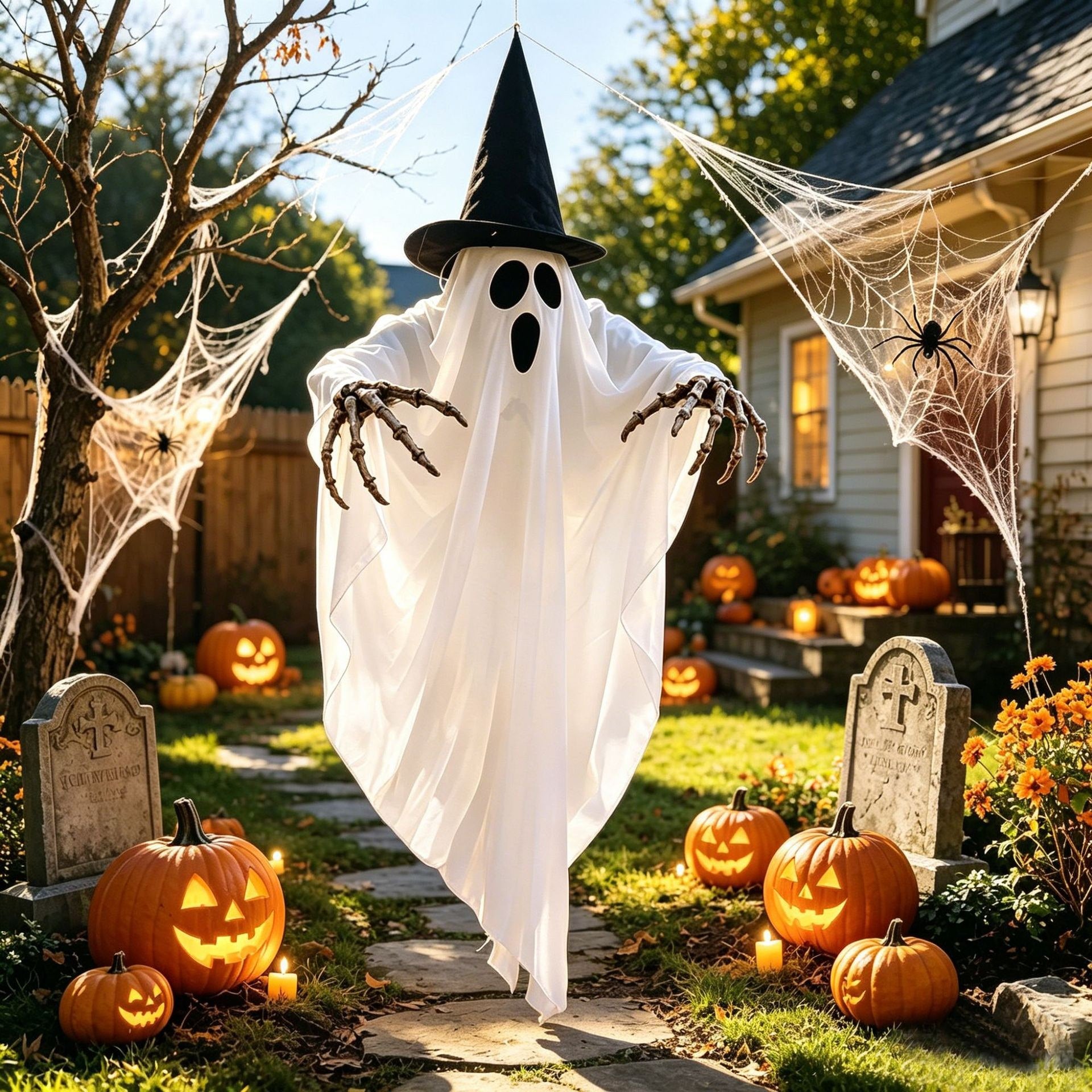 Halloween Ghost Decoration Outdoor Hanging With Witch And Skeletal Hands - Image 3