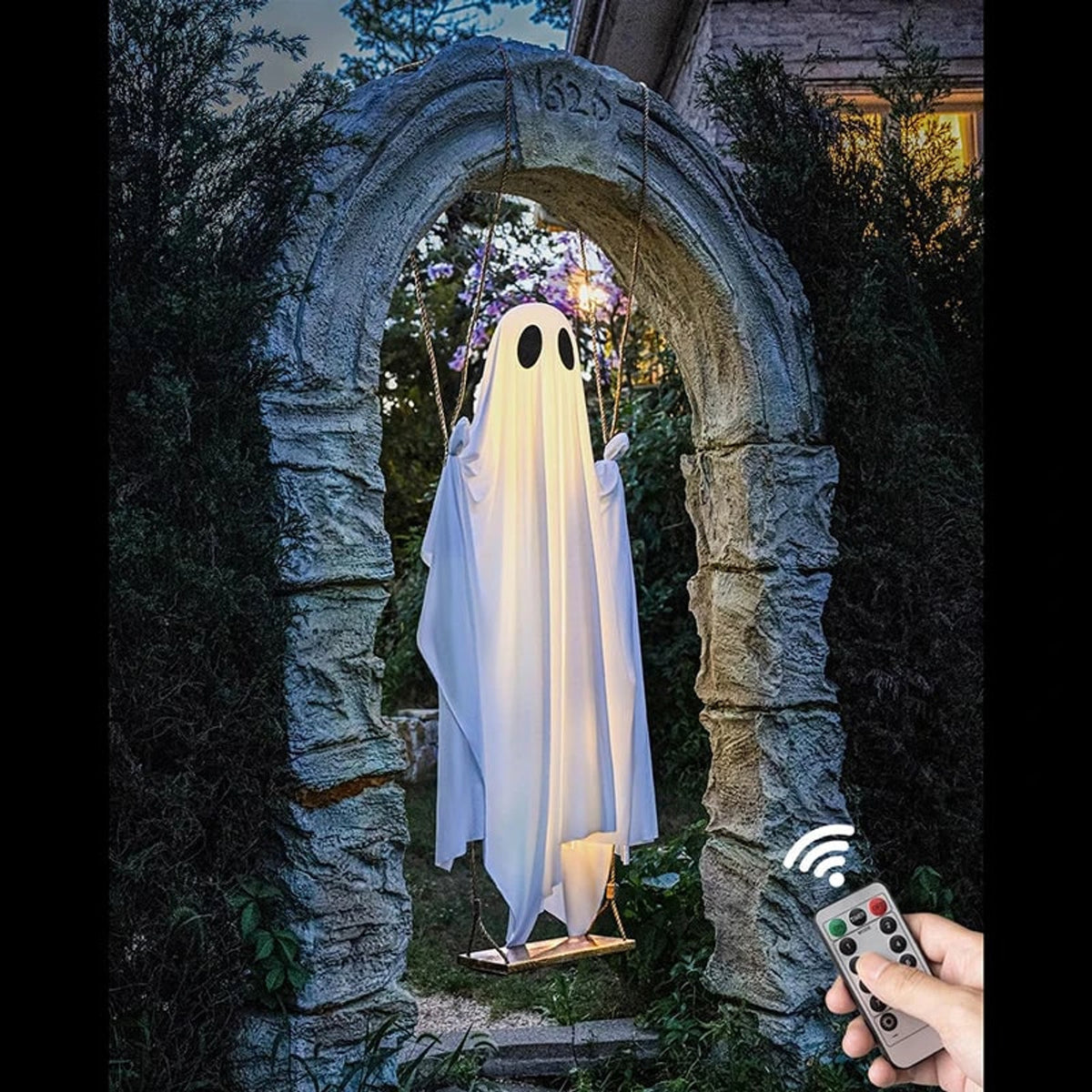 Halloween Ghost Decoration Swinging With LED Battery Operated Remote Controlled Outdoor Decor - Image 4