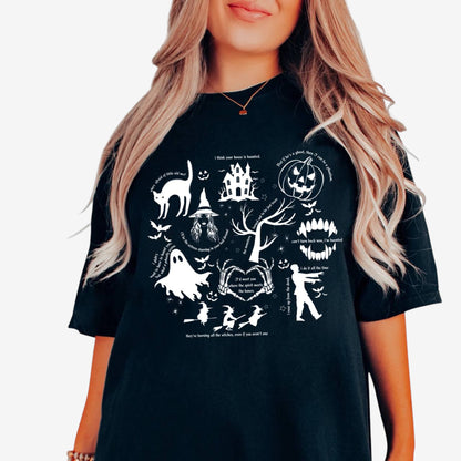 Halloween Graphic Shirt Relaxed Fit Crew Neck Spooky Print Casual Pullover Top - Image 1