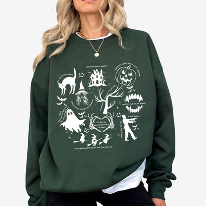 Halloween Graphic Shirt Relaxed Fit Crew Neck Spooky Print Casual Pullover Top - Image 2