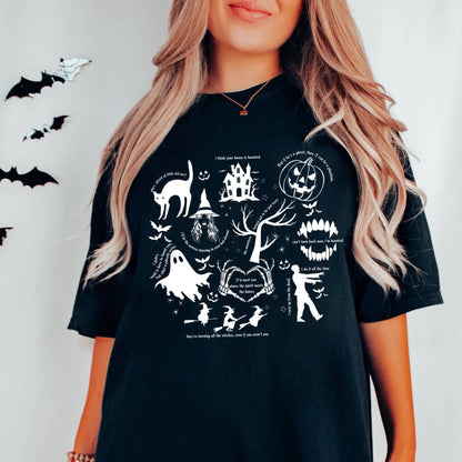 Halloween Graphic Shirt Relaxed Fit Crew Neck Spooky Print Casual Pullover Top - Image 8