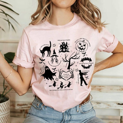 Halloween Graphic Shirt Relaxed Fit Crew Neck Spooky Print Casual Pullover Top - Image 9
