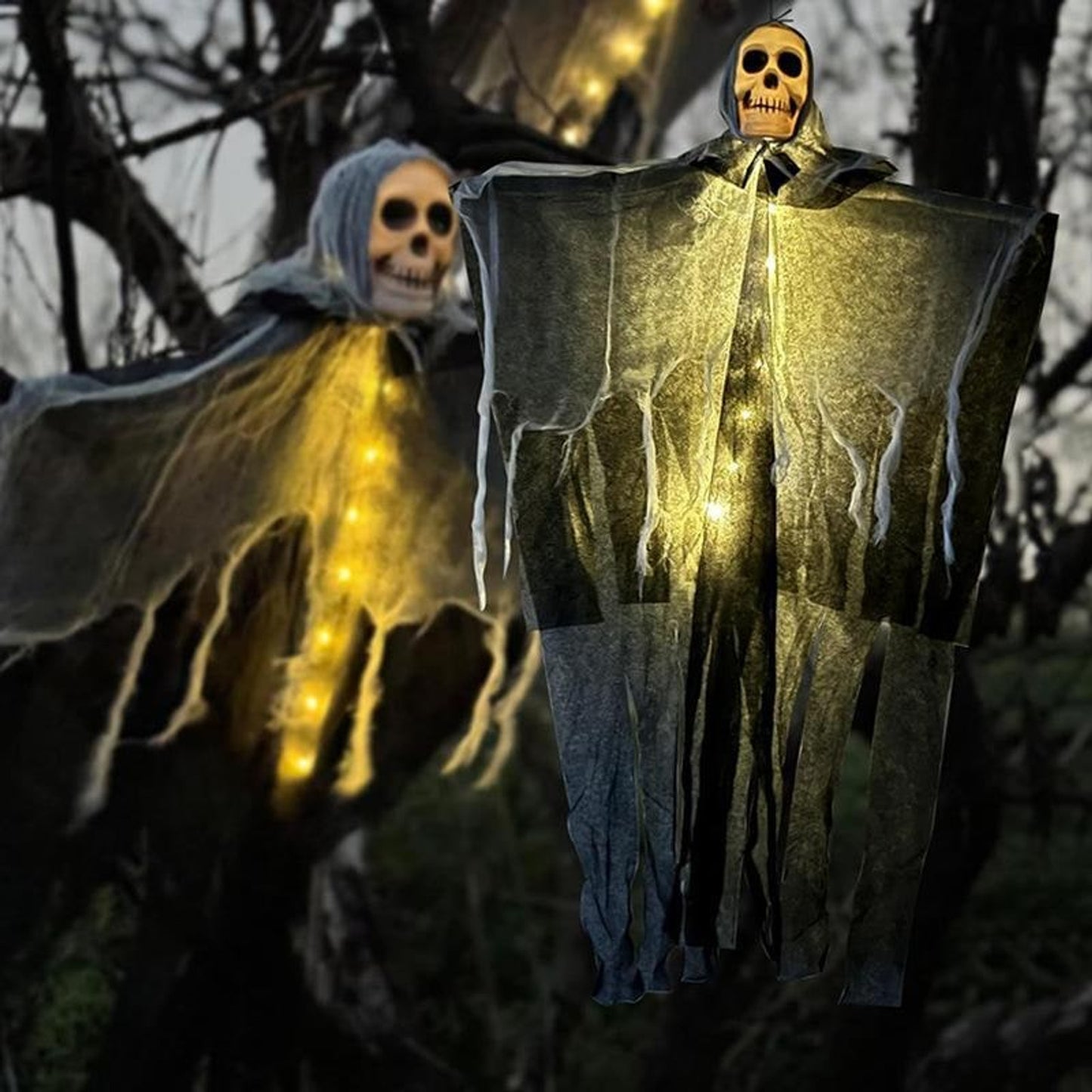 Halloween Hanging Ghost Spooky Decoration Draped Fabric Skull Light Indoor Festive - Image 8