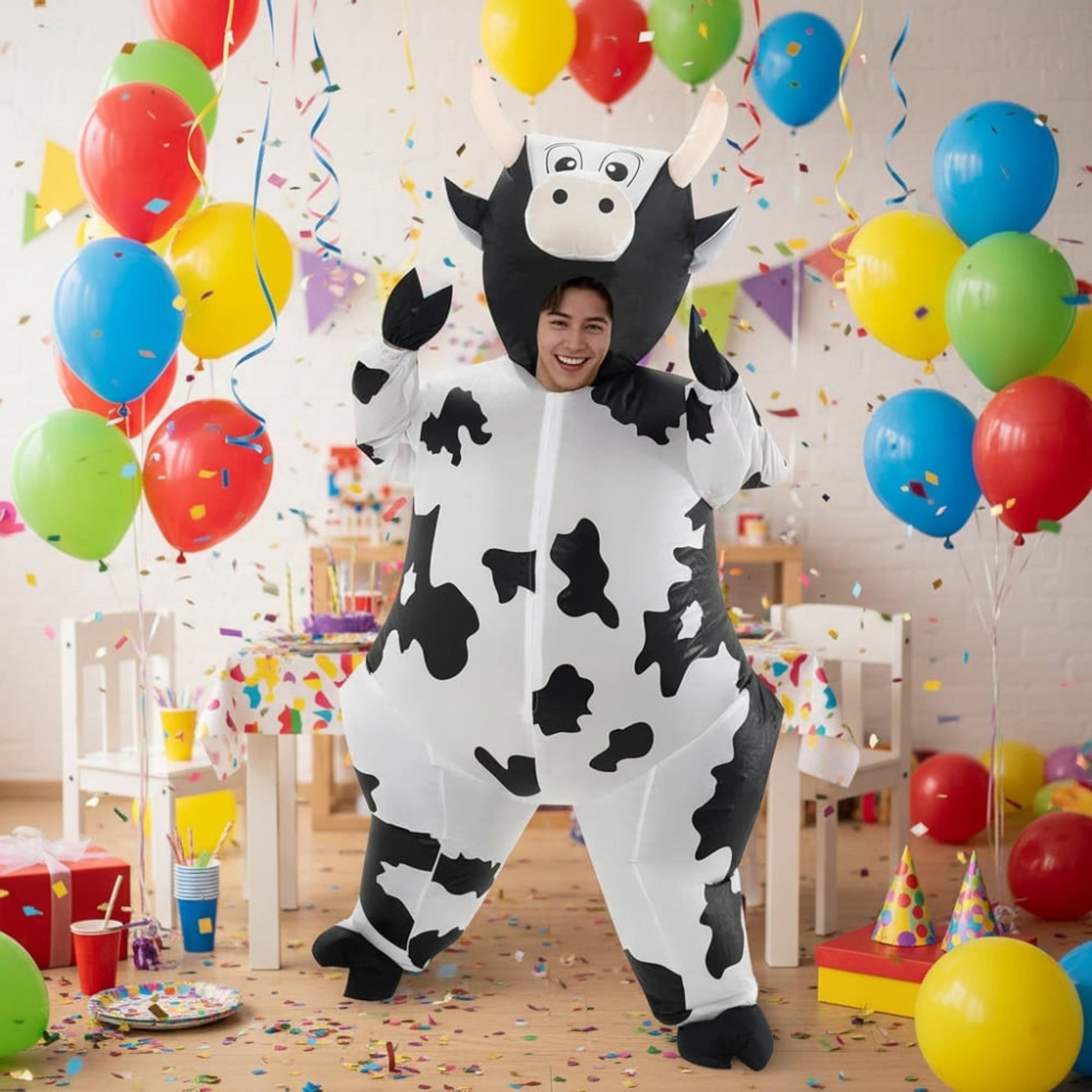 Halloween Inflatable Costume Cow With Integrated Blower Fan For A Comfortable And Lightweight Full-body Design - Image 1