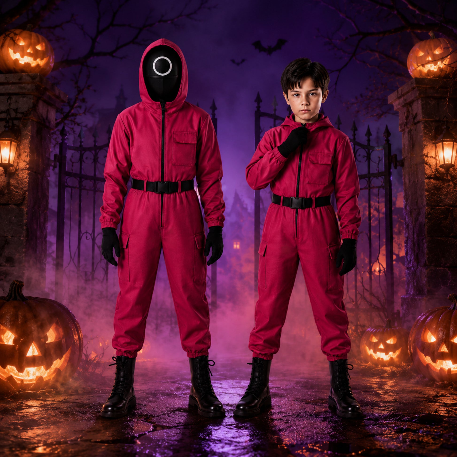 Halloween Jumpsuit Costume Kids' Hooded With Mesh And Gloves Trick-Or-Treat - Image 1