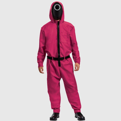 Halloween Jumpsuit Costume With Pink Hood And Belt For Party Complete Outfit - Image 3
