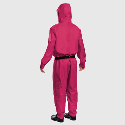 Halloween Jumpsuit Costume With Pink Hood And Belt For Party Complete Outfit - Image 5