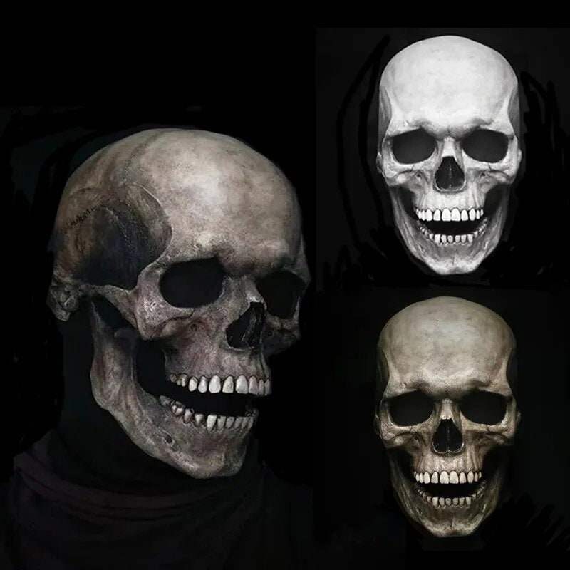 Halloween Mask Full Head Movable Jaw Realistic Skull - Image 1