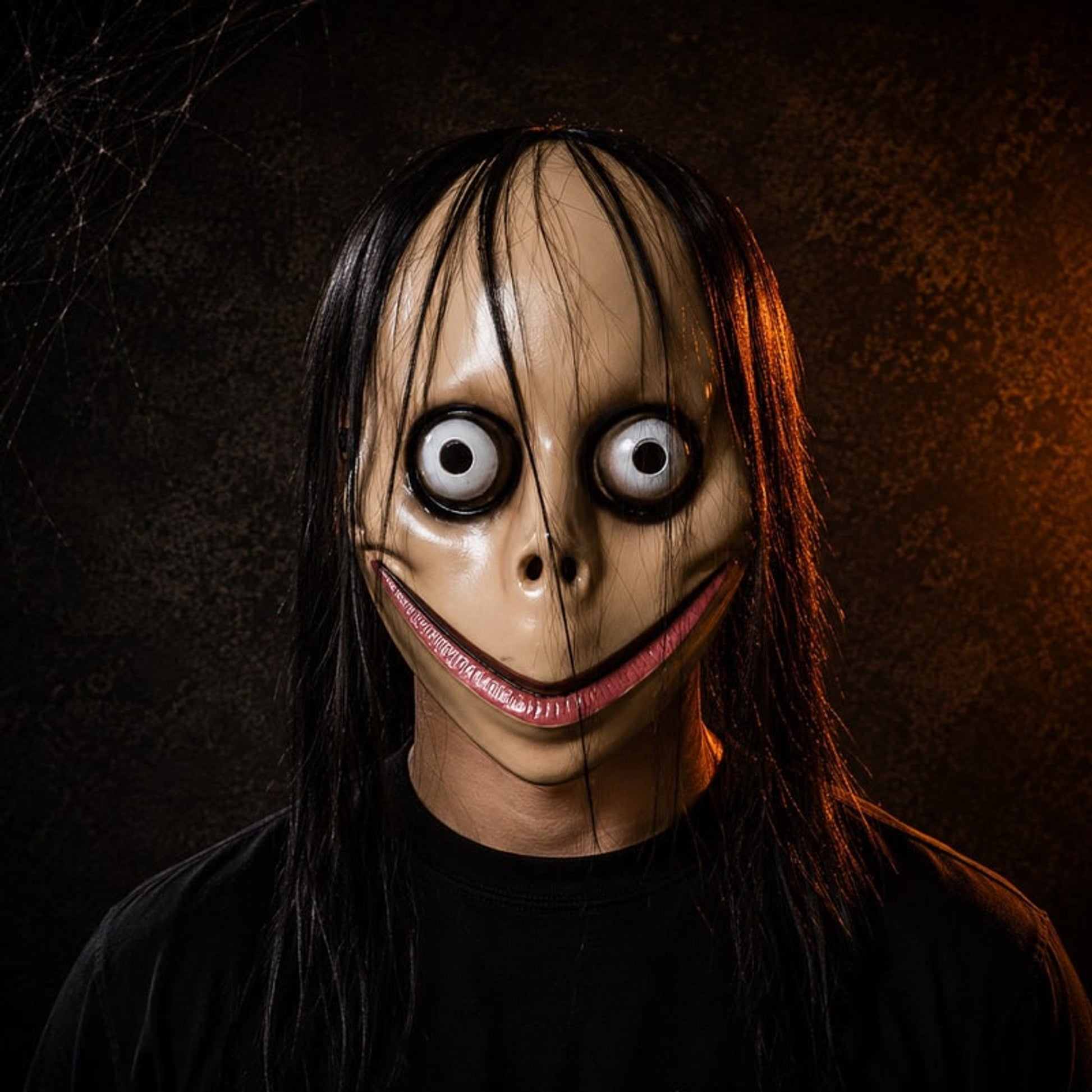 Halloween Mask Momo Creepy Scary Full Face Cosplay Costume Black Hair Horror - Image 3