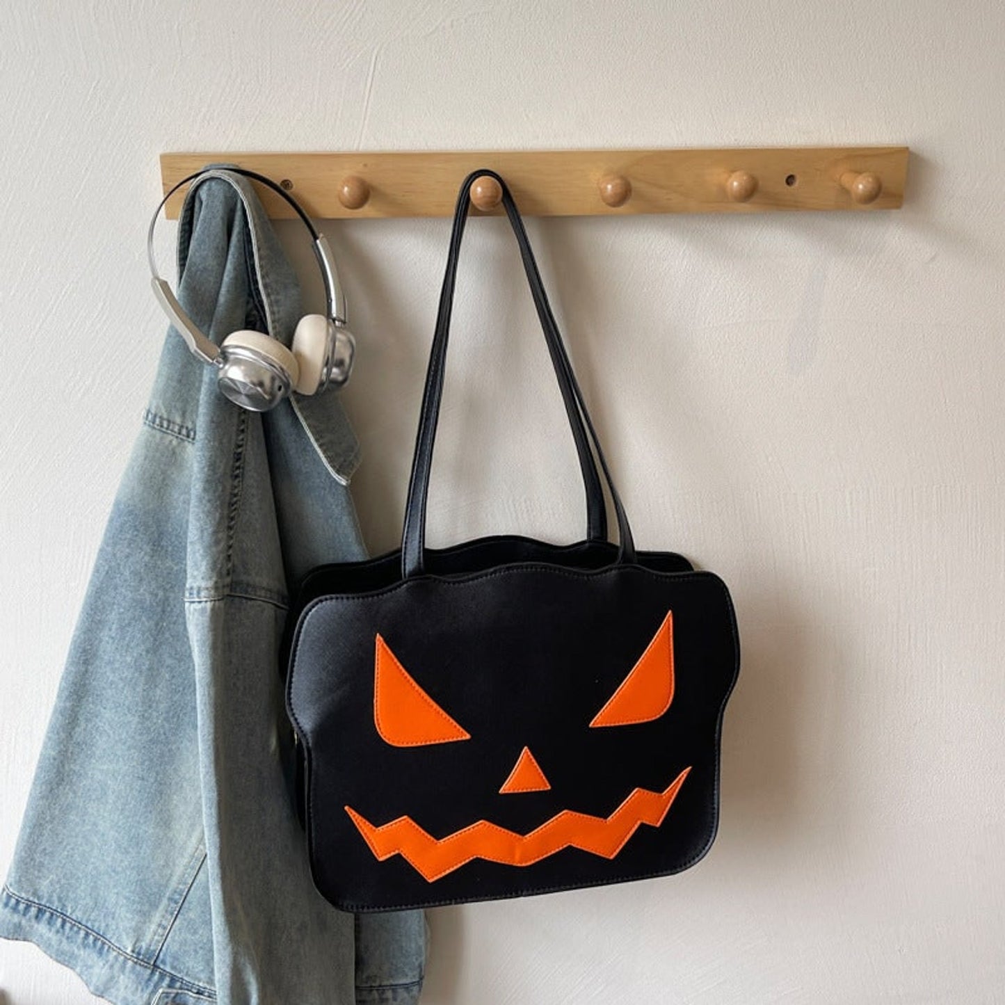 Halloween Messenger Bag Pumpkin Shoulder Tote Novelty Jack-O-Lantern Themed - Image 5