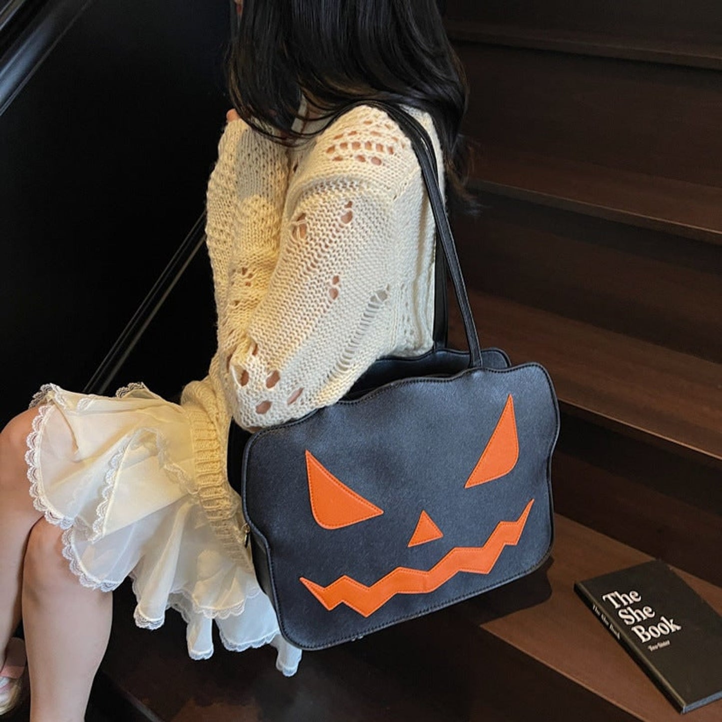Halloween Messenger Bag Pumpkin Shoulder Tote Novelty Jack-O-Lantern Themed - Image 6