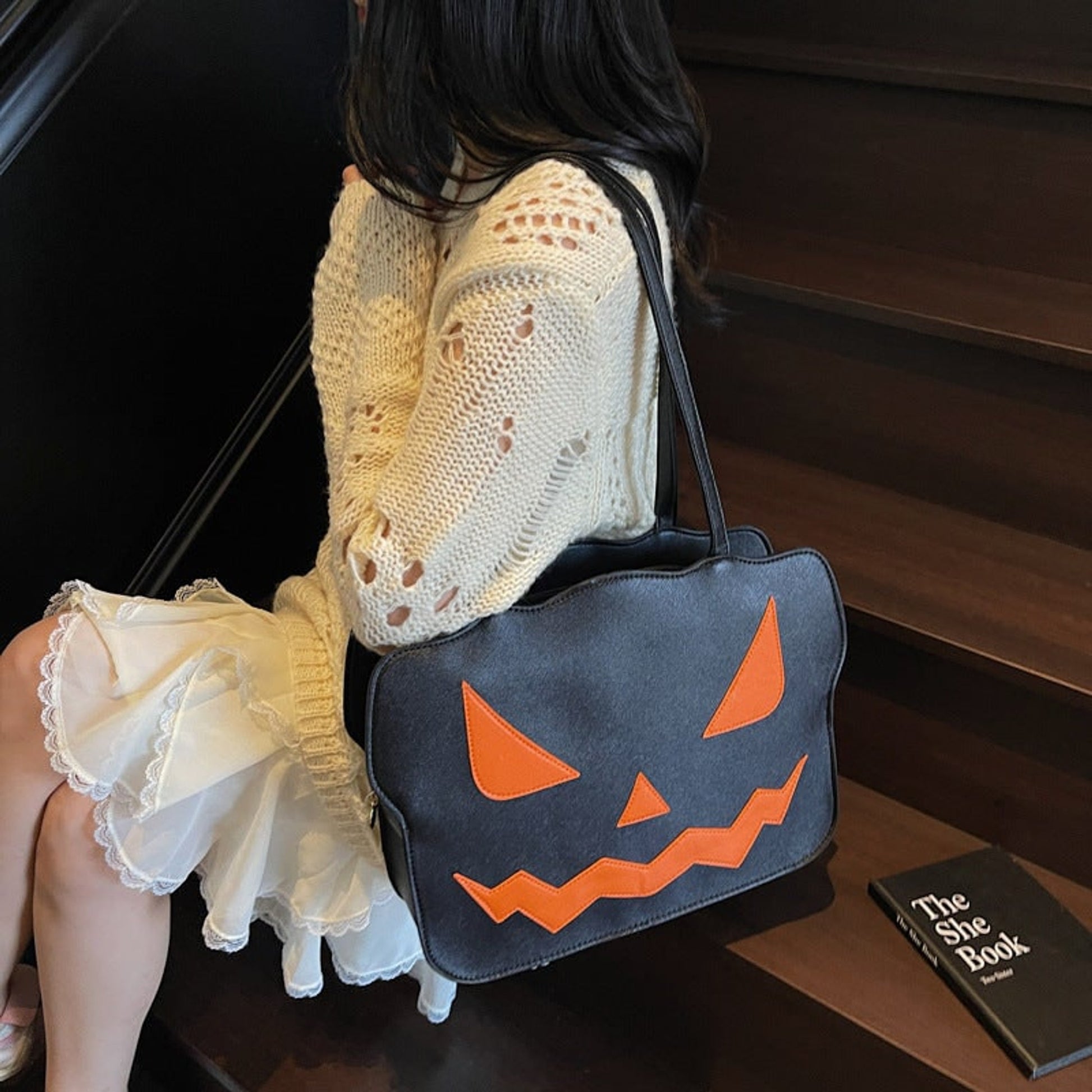 Halloween Messenger Bag Pumpkin Shoulder Tote Novelty Jack-O-Lantern Themed - Image 6