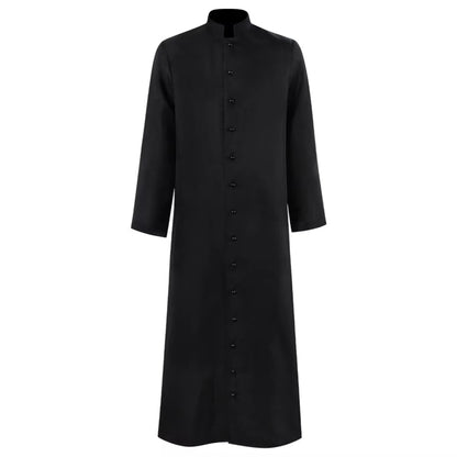 Halloween Priest Costume Authentic Ecclesiastical Look Robe With Button Front And Ankle-Length Silhouette For Character Outfit - Image 4