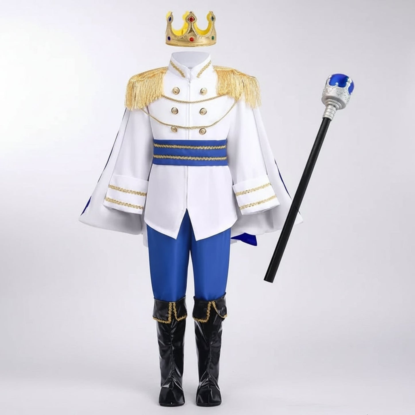 Halloween Prince Costume For Boys With Crown And Scepter Complete Royal Transformation Outfit For Active Play - Image 3