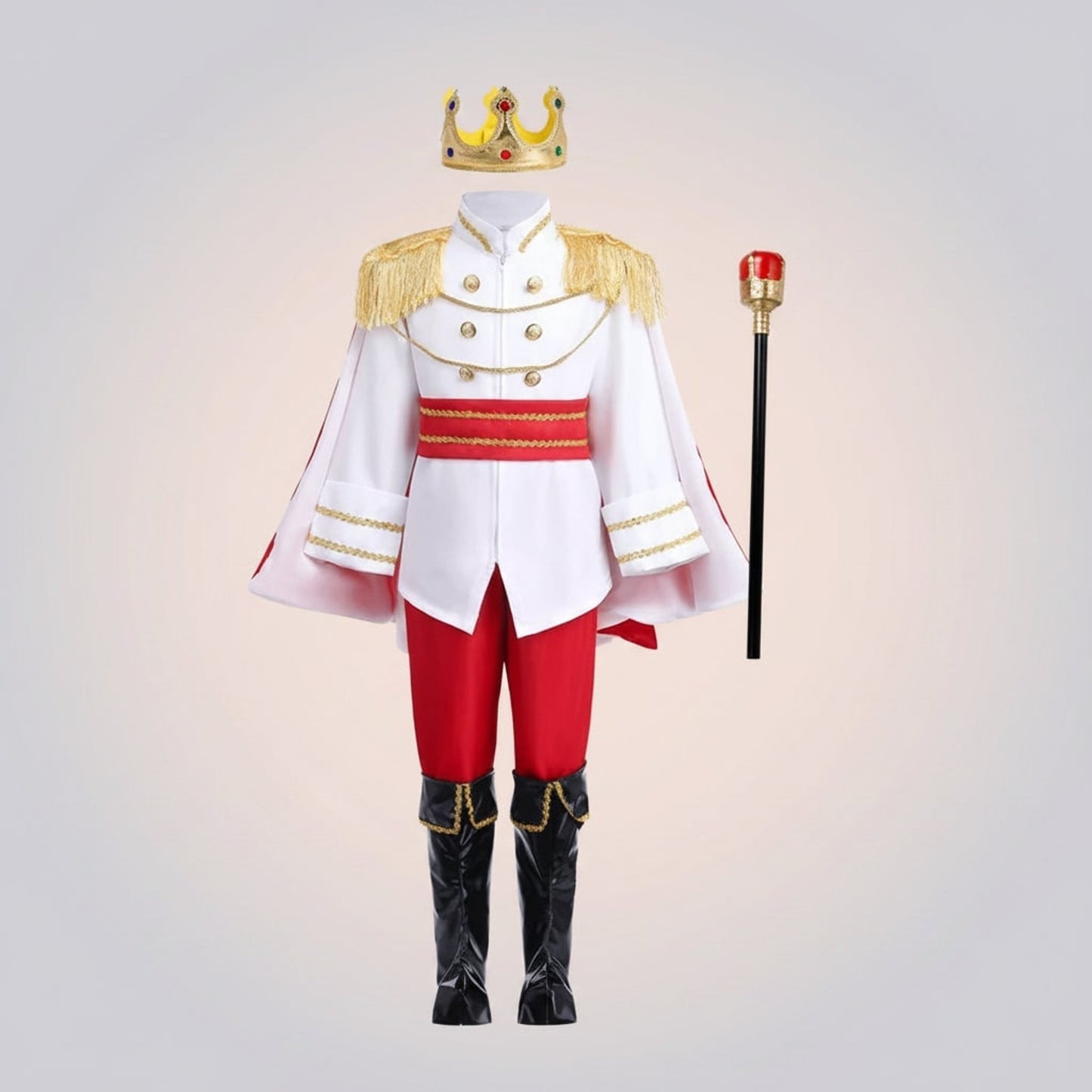 Halloween Prince Costume For Boys With Crown And Scepter Complete Royal Transformation Outfit For Active Play - Image 2
