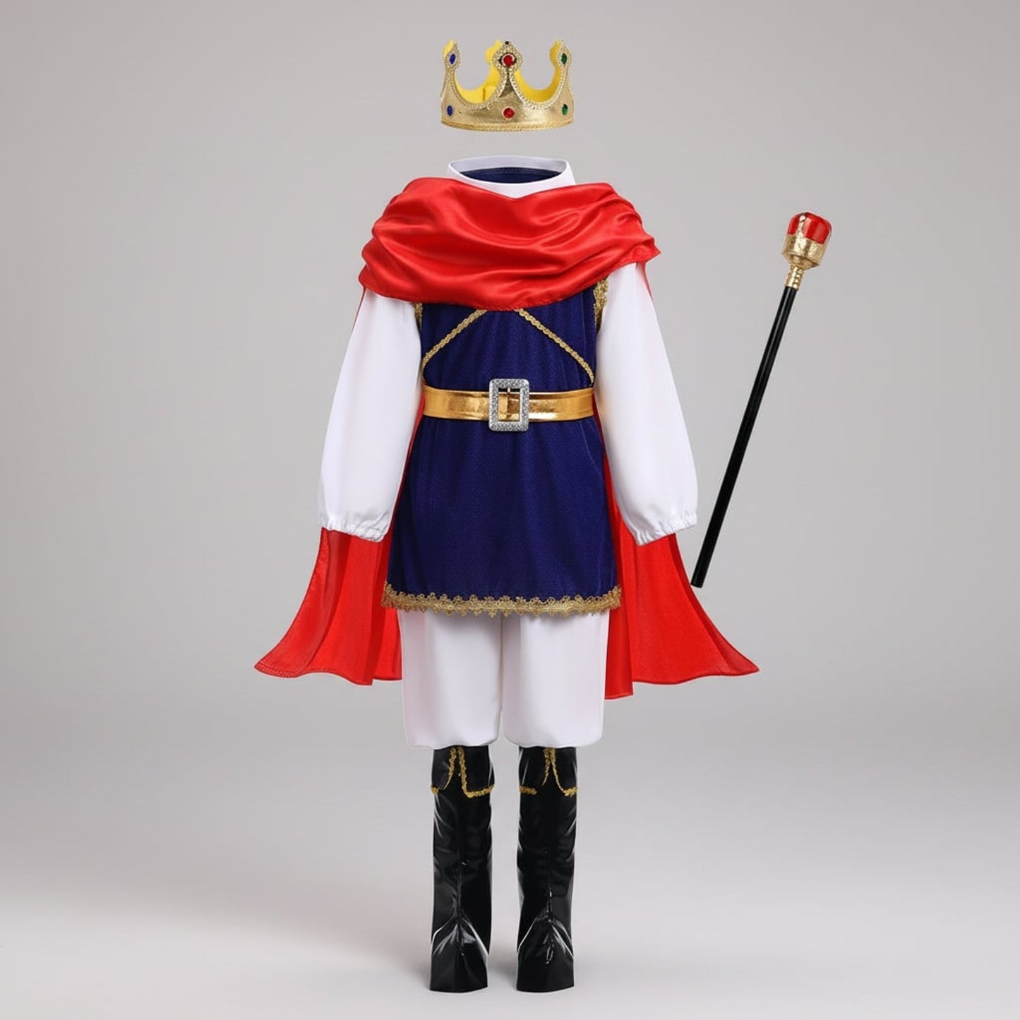 Halloween Prince Costume For Boys With Crown And Scepter Complete Royal Transformation Outfit For Active Play - Image 5