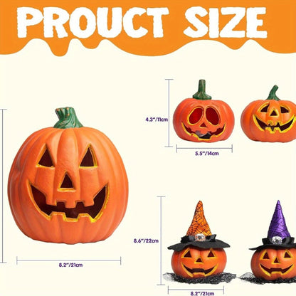 Halloween Pumpkins Light Up LED Jack O'Lantern Collection Decor Battery Operated Freestanding Display - Image 5