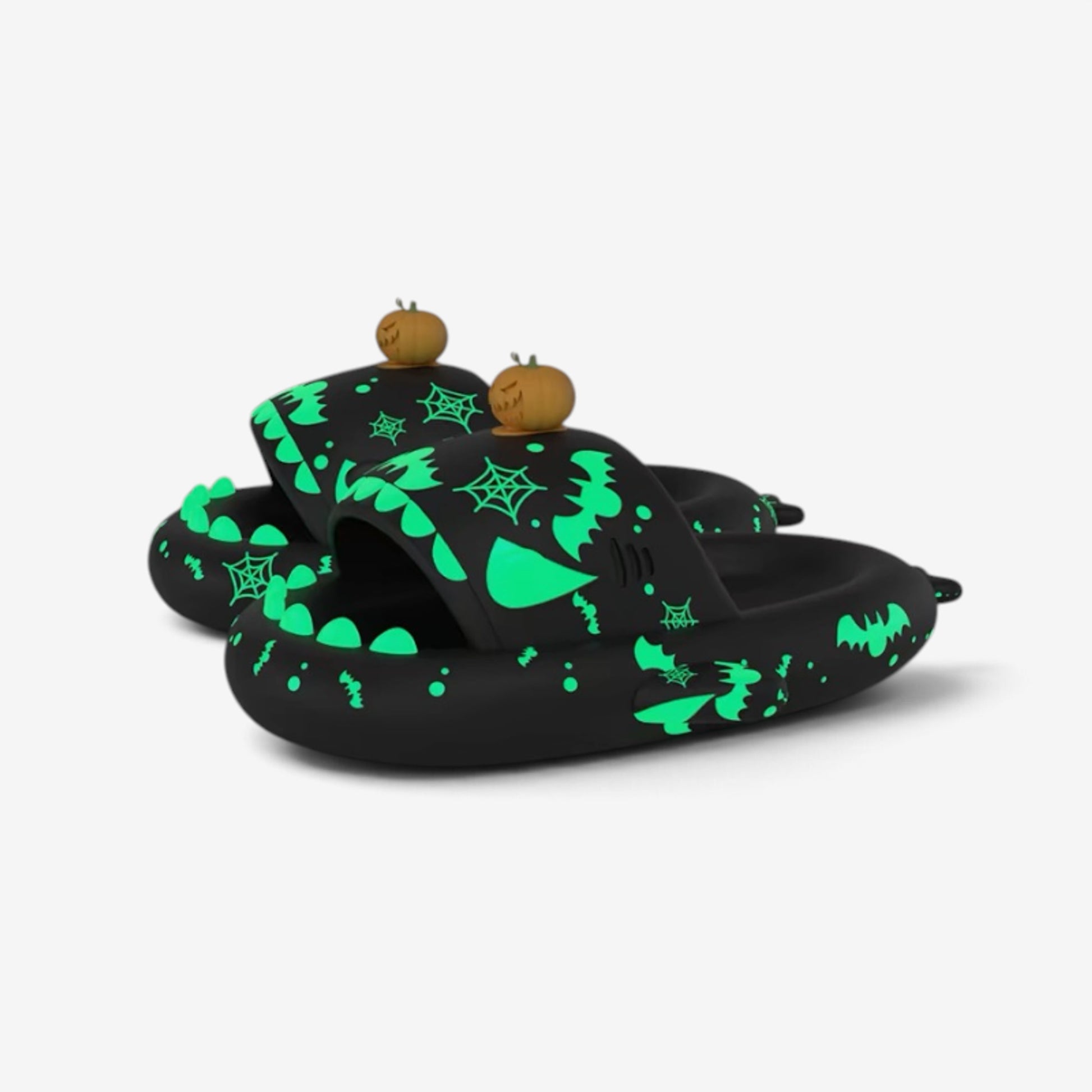 Halloween Shark Slippers Glow Dark Slides Pumpkin Design 65 Characters - Image 2