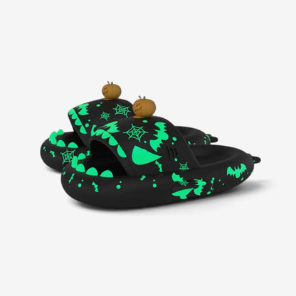 Halloween Shark Slippers Glow Dark Slides Pumpkin Design 65 Characters - Image 2