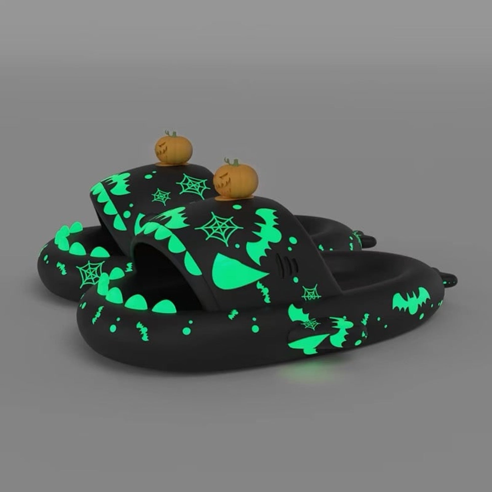 Halloween Shark Slippers Glow Dark Slides Pumpkin Design 65 Characters - Image 7