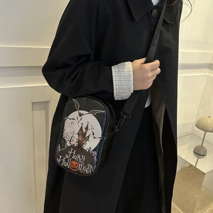Halloween Shoulder Bag Crossbody Happy Haunted House Pumpkin Graphic Themed - Image 6