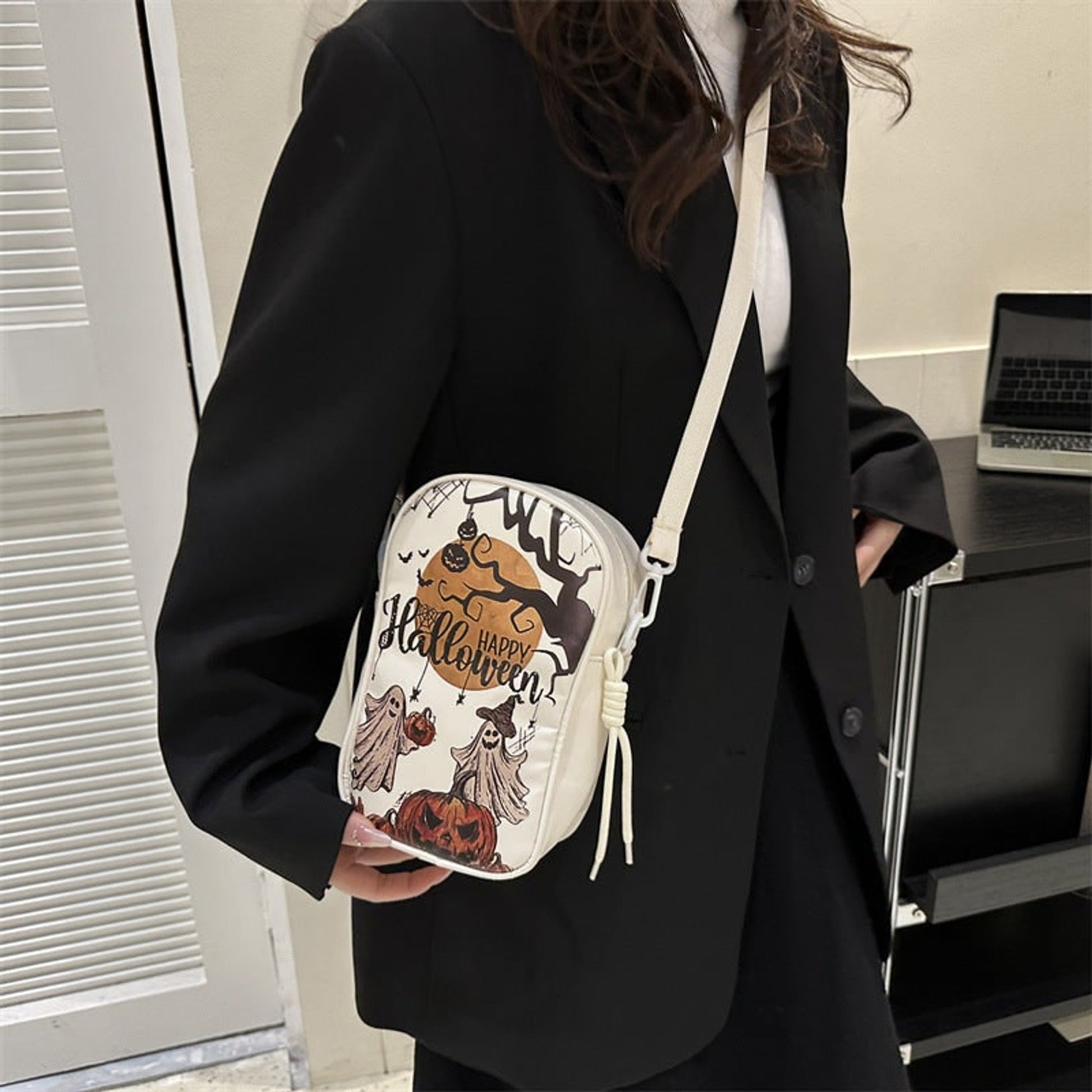 Halloween Shoulder Bag Crossbody Happy Haunted House Pumpkin Graphic Themed - Image 10
