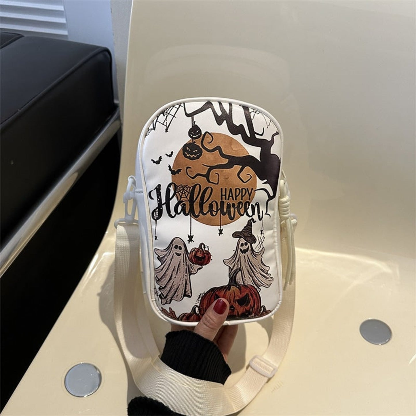 Halloween Shoulder Bag Crossbody Happy Haunted House Pumpkin Graphic Themed - Image 13