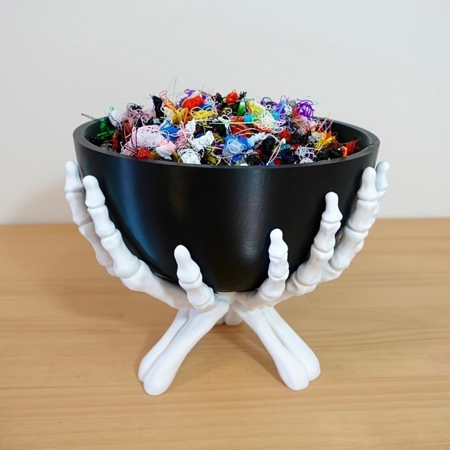 Halloween Skeleton Candy Bowl With White Hands And Gothic-inspired Decor - Image 4