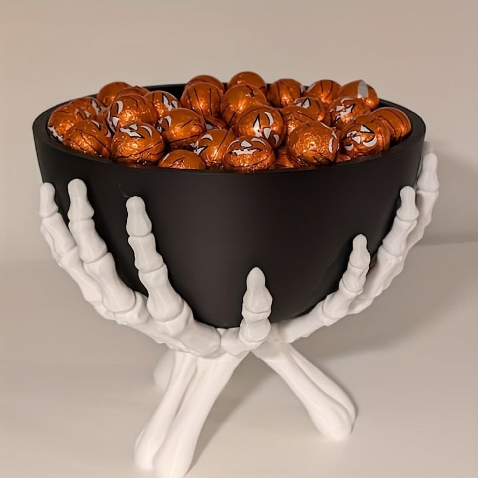 Halloween Skeleton Candy Bowl With White Hands And Gothic-inspired Decor - Image 7