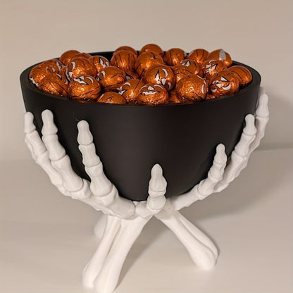 Halloween Skeleton Candy Bowl With White Hands And Gothic-inspired Decor - Image 7