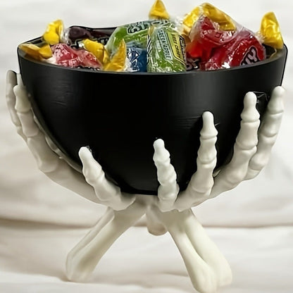 Halloween Skeleton Candy Bowl With White Hands And Gothic-inspired Decor - Image 5