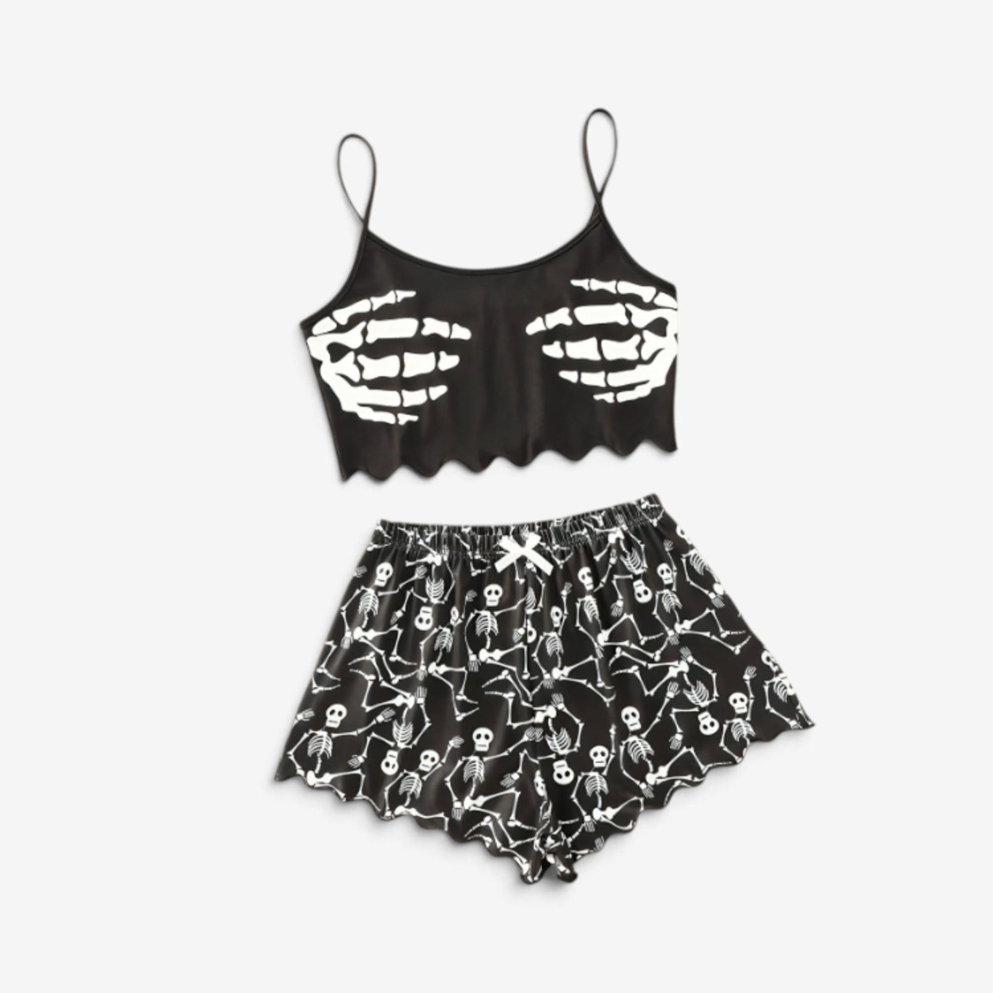Halloween Sleepwear Set Women's Ghost Print Crop Top And Shorts Lounge - Image 4