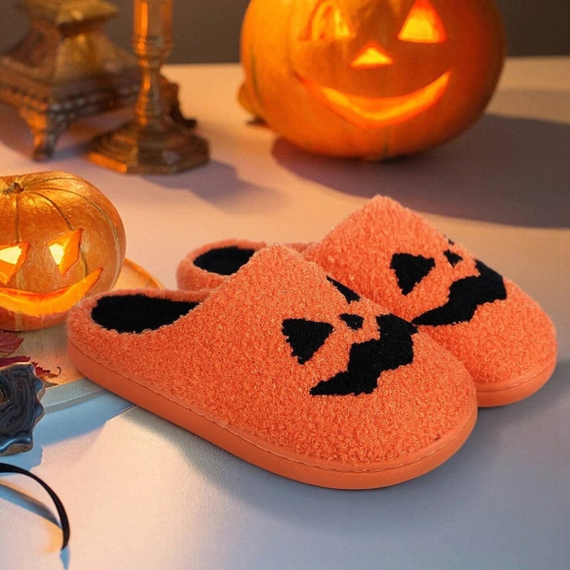 Halloween Slippers Pumpkin Face Closed Toe Indoor Comfort House Shoes Unisex - Image 3