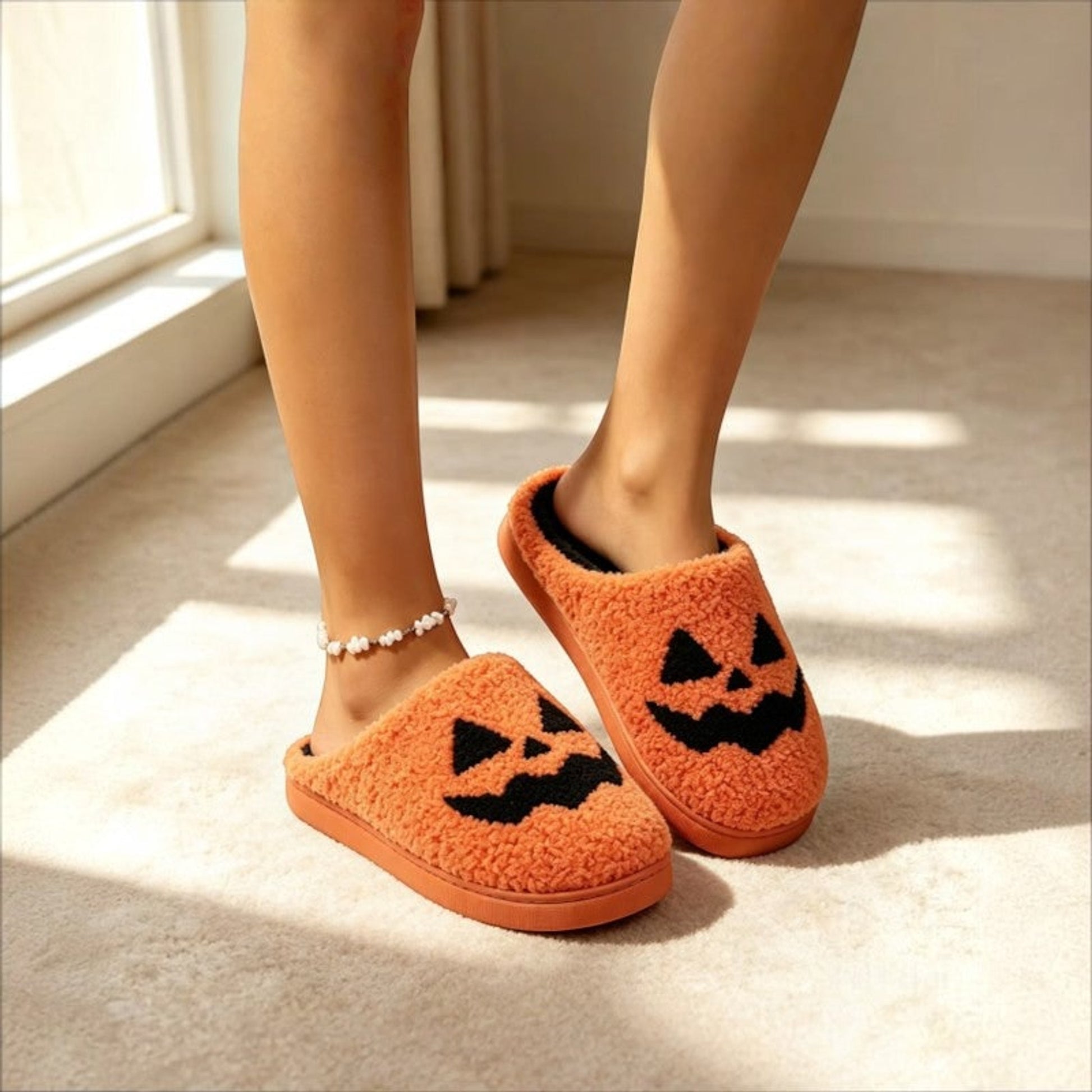 Halloween Slippers Pumpkin Face Closed Toe Indoor Comfort House Shoes Unisex - Image 5