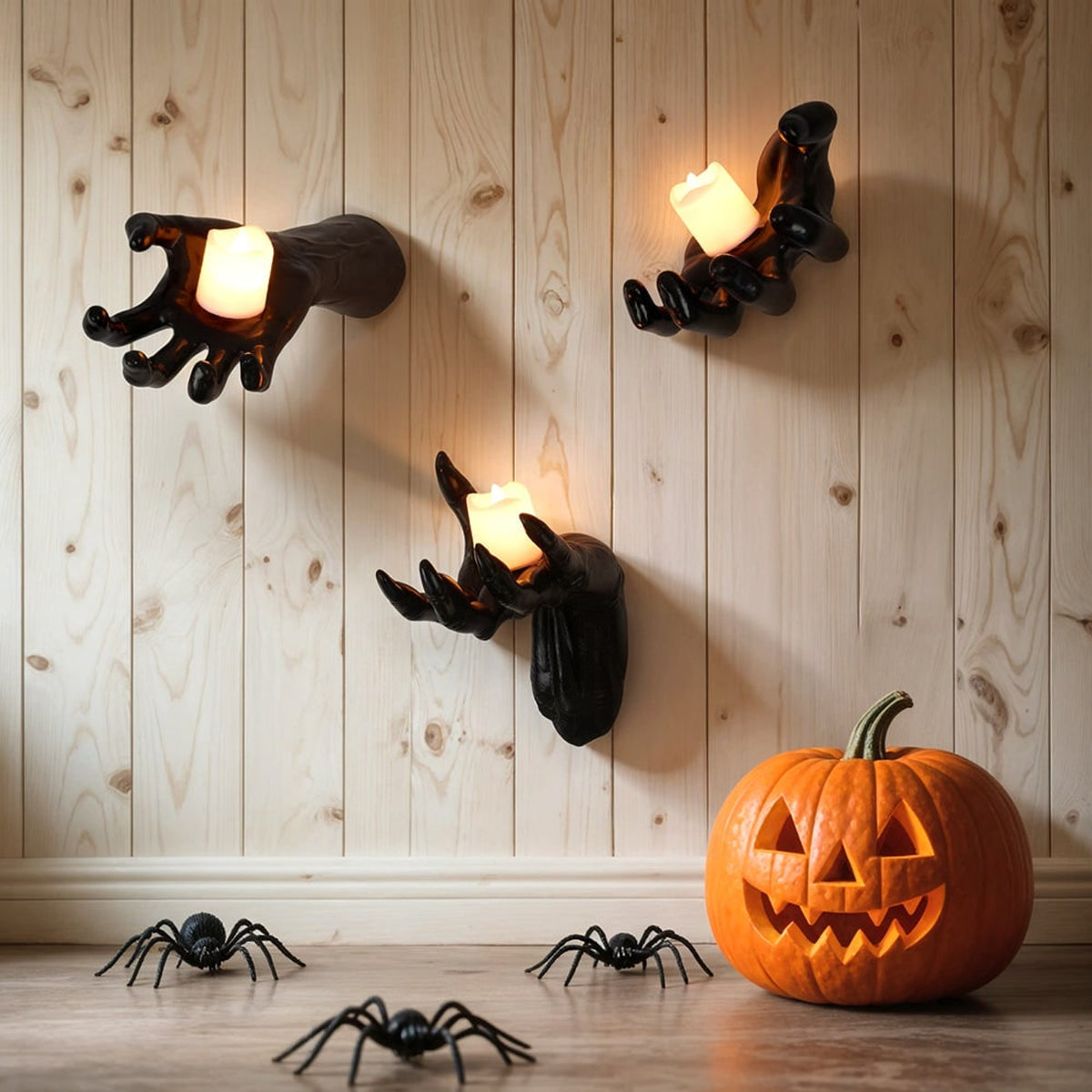 Halloween Wall Decoration Featuring Reaching Hand With Warm LED Candle Mounted Decor With Soft PVC And Cell Batteries - Image 8