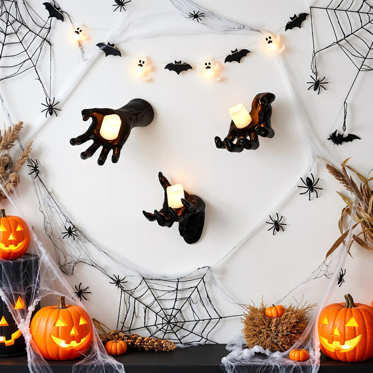 Halloween Wall Decoration Featuring Reaching Hand With Warm LED Candle Mounted Decor With Soft PVC And Cell Batteries - Image 5