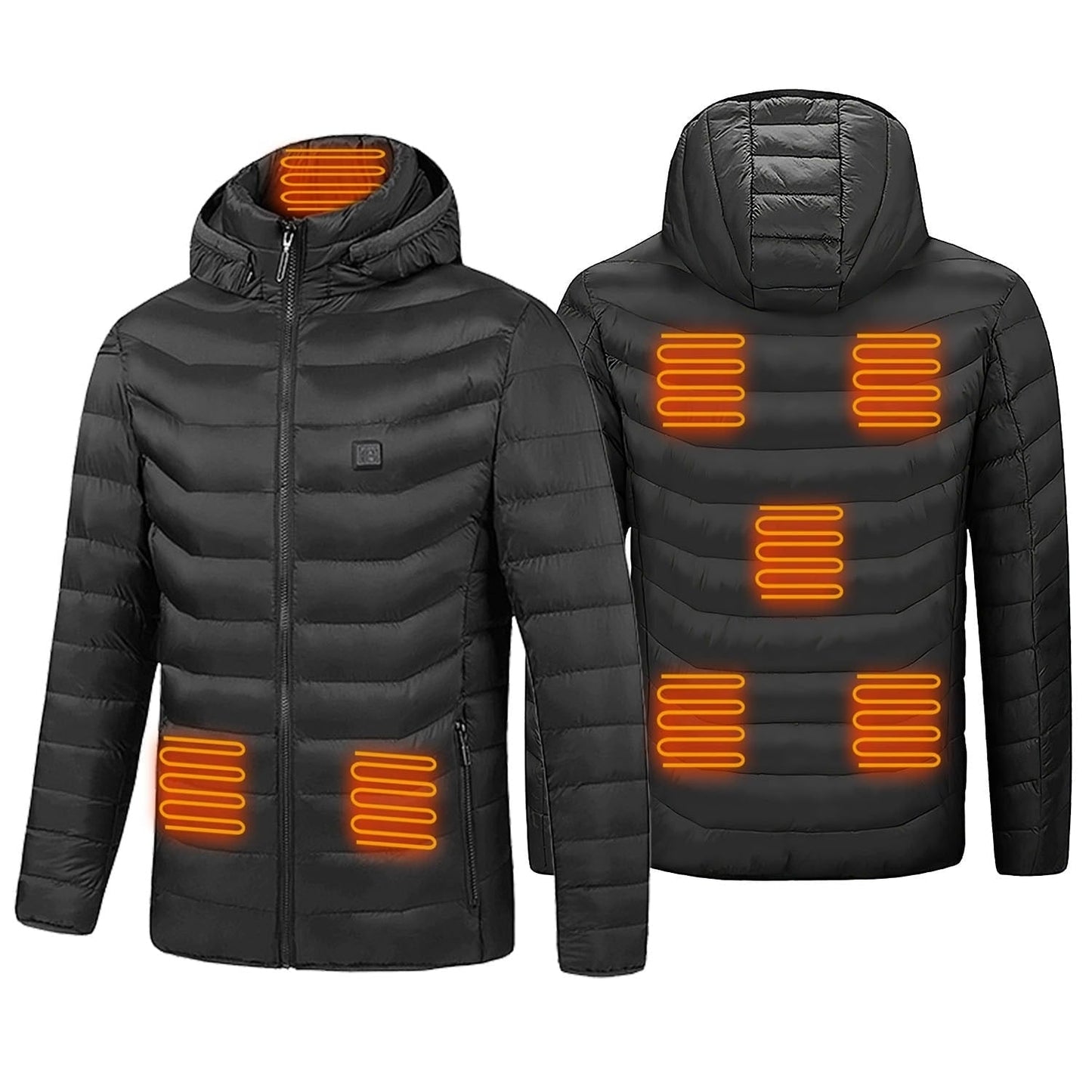 Heated Apparel Hooded Puffer Jacket With Full Zip Chest Control Panel And Multi-zone Heating - Image 1