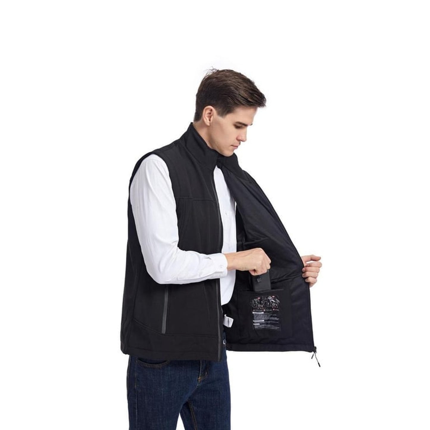 Heated Apparel Vest Full Zip Stand Collar With Chest And Back Heating Zones - Image 4