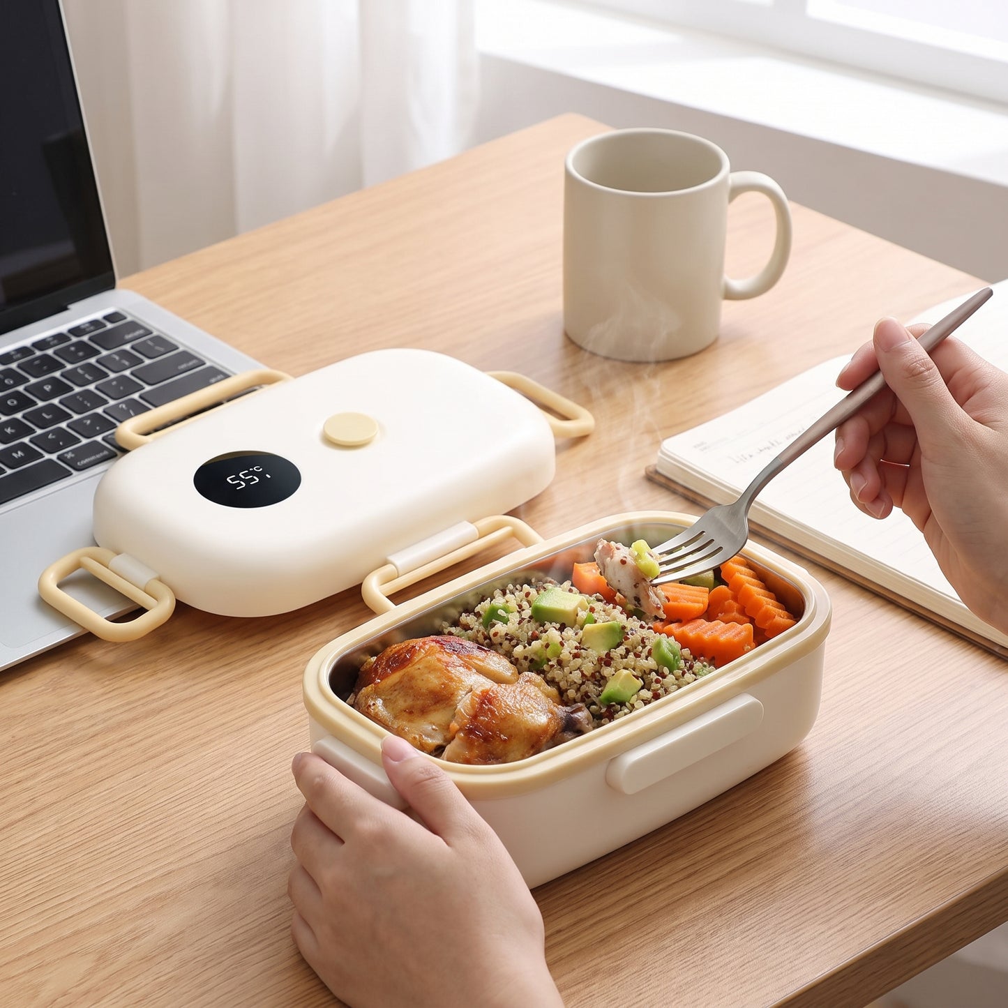 Lunch Box Portable Heated Food Warmer Digital Temperature Display - hero