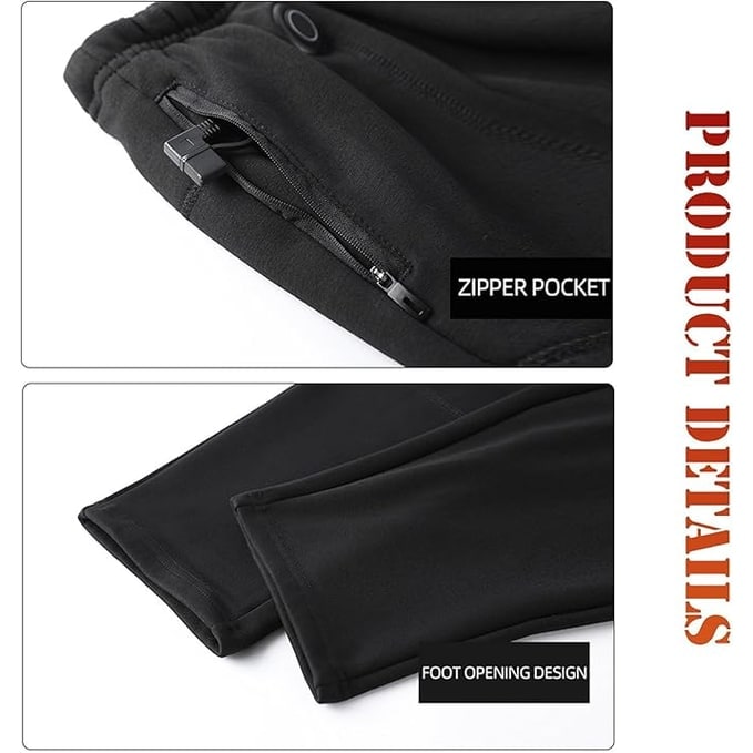 Heated Thermal Underwear Pants USB Rechargeable Electric Slim-Fit With Elastic Waistband And Drawstring - Image 3