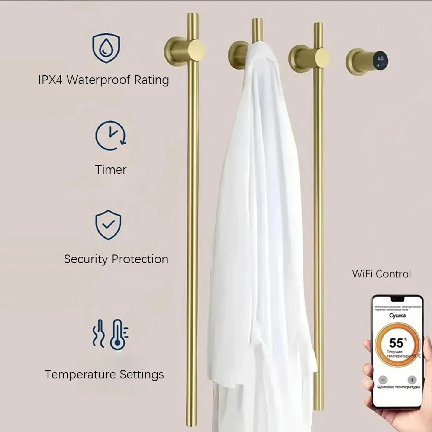 Heated Towel Rack Electric Wall Mounted Bathroom Warmer - Image 5